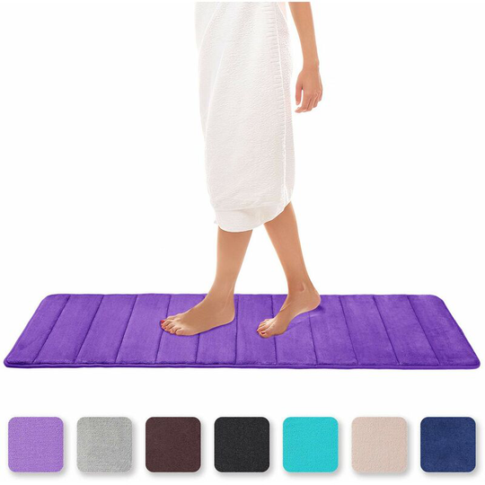 Memory Foam Bath Mat Absorbent Non-Slip Bath Mat Washable Bath Mat - 40 x 120 cm, Purple Soekavia
