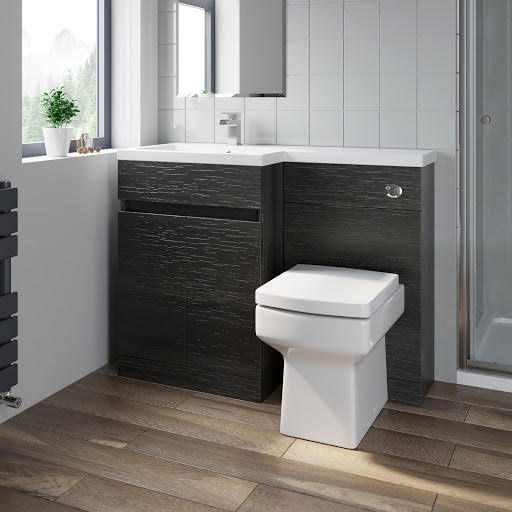 Artis Flat Pack Basin Vanity Unit & Royan Toilet Combination - 1100mm Charcoal Grey Left Hand