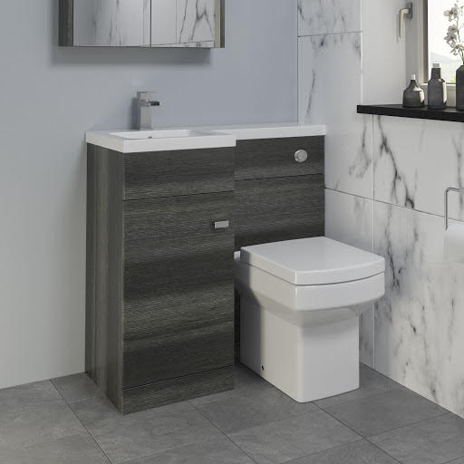 Aurora Toilet & Basin Vanity Unit Combination with Door - 900mm Charcoal Grey Left Hand