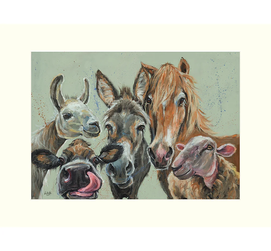'Farmyard Selfie' - Painting Print on Paper