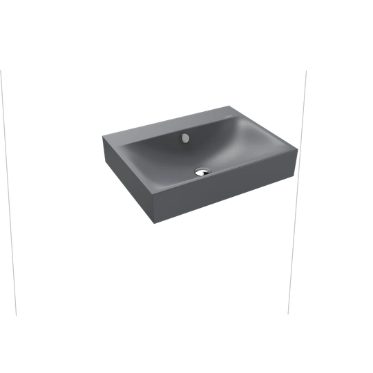 Cold Grey Metal Rectangular Wall Hung Basin Bathroom Sink with Overflow