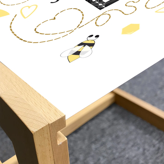 Saying Coffee Table, Funny Daddy To Bee Calligraphic Illustration Fathers Day, Acrylic Glass Center Table With Wooden Frame For Offices Dorms Grey Mus