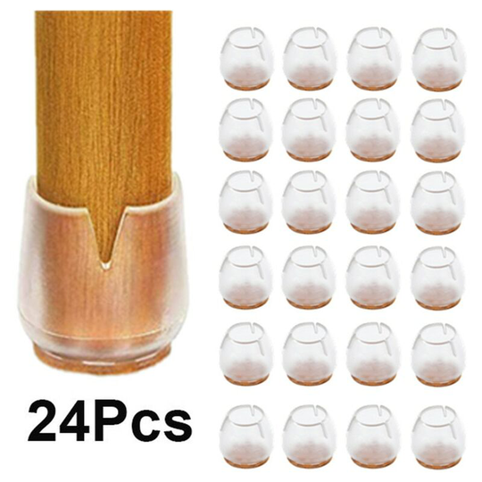 Ilovemilan - 24pcs Transparent Non-Slip Silicone Chair Caps Table Foot Pads for Round 12-16mm Bottom Furniture Covers Socks Floor Protectors