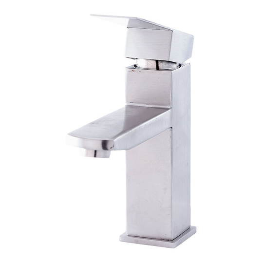 Greenice - Zinc Alloy Basin Faucet, Chrome Plated, Hot-Cold Water, Hoses, Low Spout, Single Handle [QLI-FA922] (QLI-FA922)