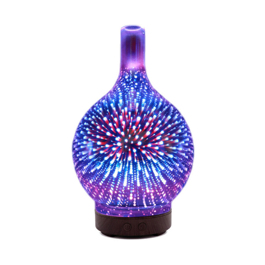 Perleraregb - 3D Ultrasonic Glass Electric Essential Oil Diffusers, Silent Humidifier, for Home Spa Yoga Massage