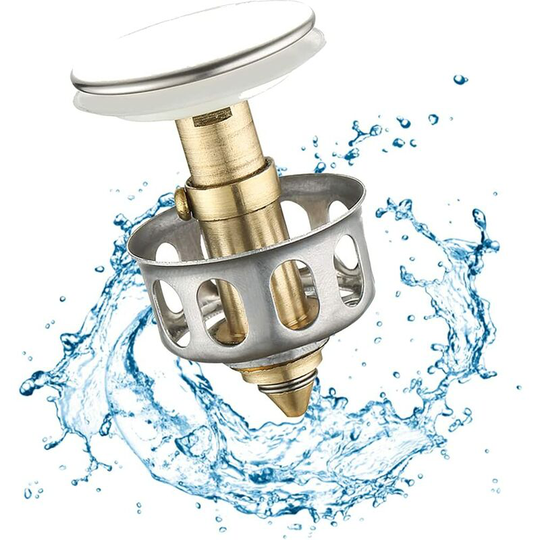 Universal Stainless Steel Pop-Up Drain Filter Tub Stopper Drain Stopper Sink Filter Sink Fits