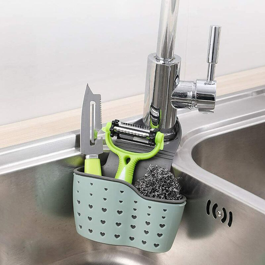 Soap Sponge Drainer Hanging Basket , Sink Hanging Storage Shelf for Finishing and Draining Kitchen Sponges Scrubbers Soap Brushes Washing Accessories