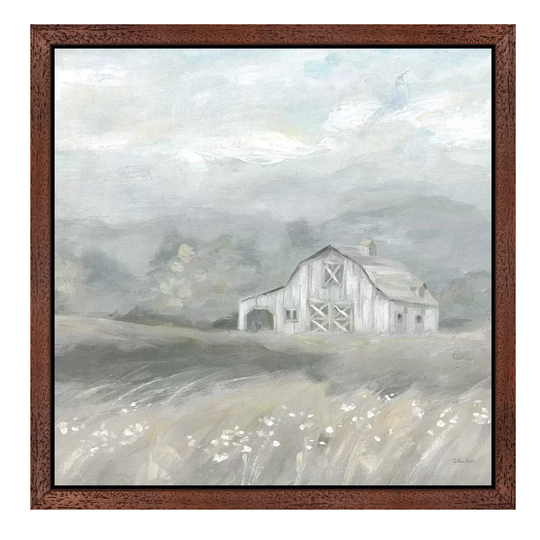 'Country Meadow Farmhouse Neutral' by Cynthia Coulter - Floater Frame Painting Print on Canvas