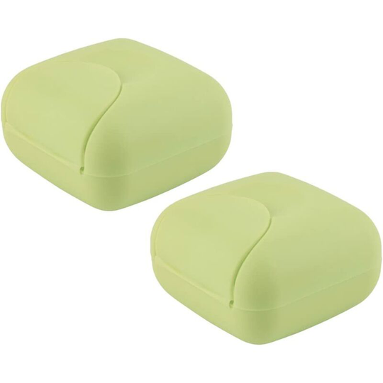 2 Green Creative Travel Soap Box Plastic Lock With Lid Drain Soap Box Sealed Soap Box For Bathroom