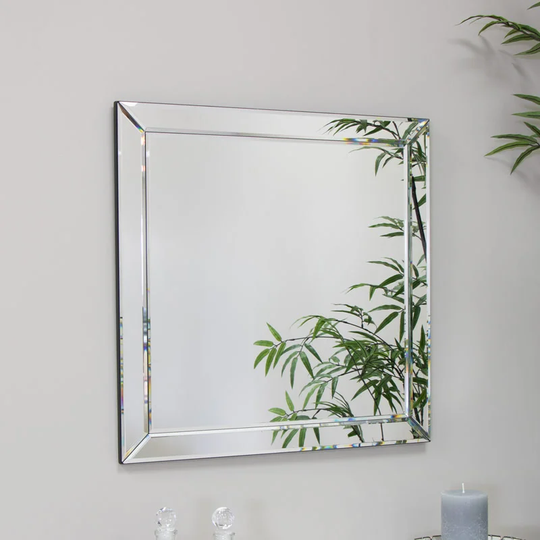 Elbring Glass Framed Wall Mounted Accent Mirror in Silver