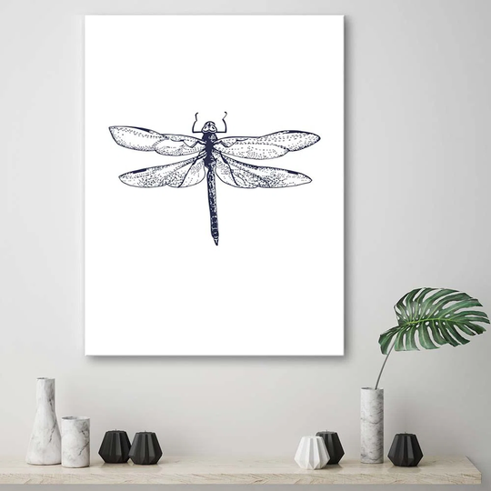 Canvas print, Drawn dragonfly