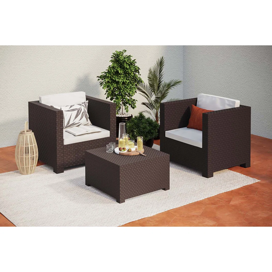 Ceth All Weather Wicker/Rattan 2 - Person Seating Group with Cushions