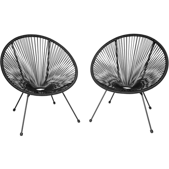 Garden chairs in retro design (set of 2) - dining chairs, egg chairs, bedroom chairs - black - black