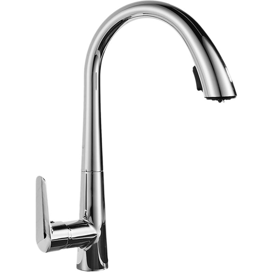 360°Swivel Pull Out Kitchen Faucets with 2 Spray Modes High Arc Bathroom Sink Faucets, Silver - Silver