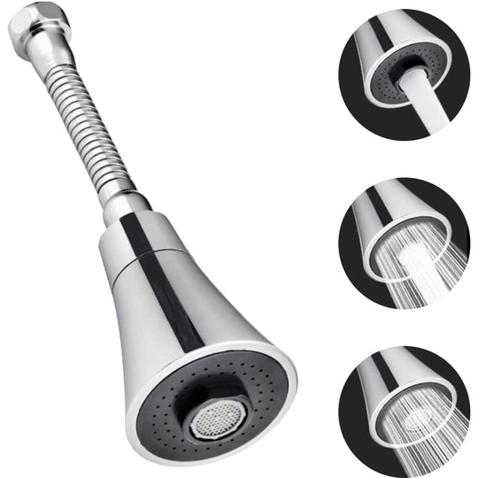 Kitchen Faucet Head Stainless Steel + abs 19cm Kitchen Faucet Sprayer 360° Rotatable Water Saving Strainer Splash Proof 3 Modes for Kitchen Bathroom