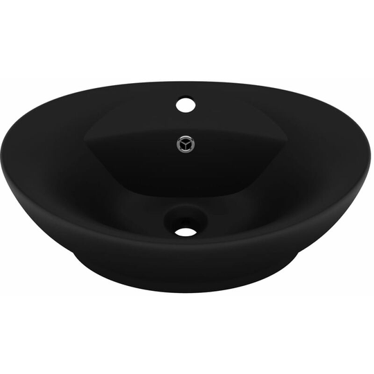 Luxury Basin Overflow Oval Matt Black 58.5x39 cm Ceramic Vidaxl Black