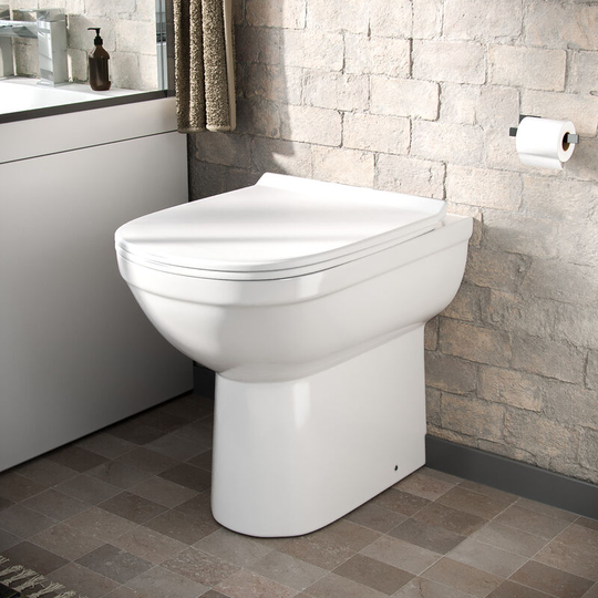 Neshome - Nino Comfort Height White Back to Wall Toilet Pan & Soft Close Toilet Seat
