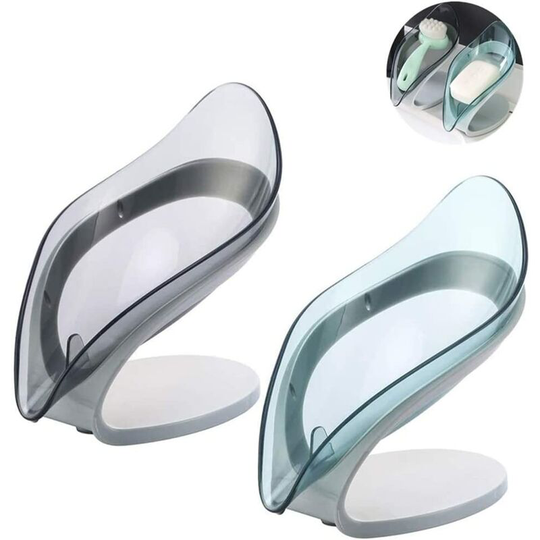 2 Pack Soap Dish with Drip Tray, Decorative Soap Dish for Bathroom Shower, Self-Draining Soap Dish Saver Efficient to Keep Soap Clean Dry (Blue +
