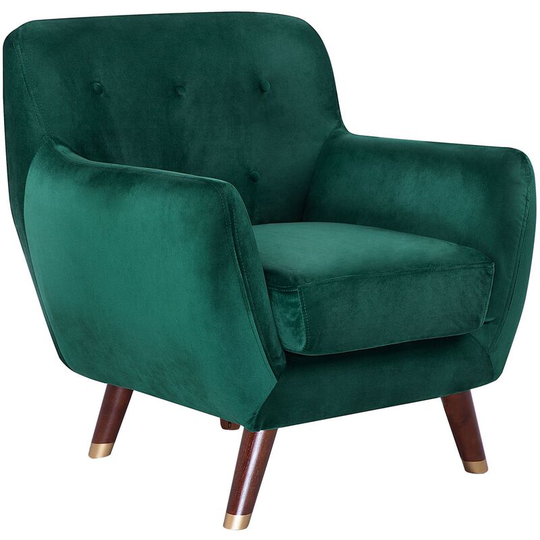 Beliani - Modern Velvet Armchair Emerald Green Tufted Backrest Solid Wood Legs Bodo - Green