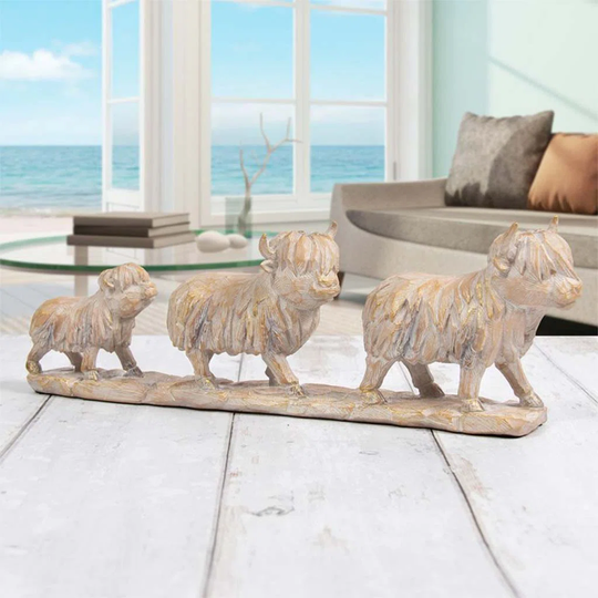 Mcspadden Family of 3 Highland Cow Mele Figurine
