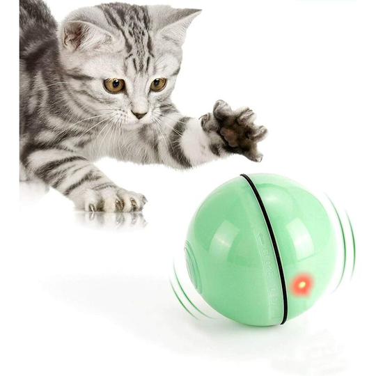 Cat Toy, Toy Ball with led Light, 360 Degree Automatic Rotation and usb Charging Interactive Cat Toy, for Pets Dog Kittens (Light Green)