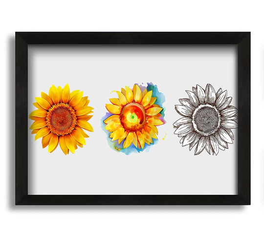 Sunflower Trio - Picture Frame Painting on Canvas