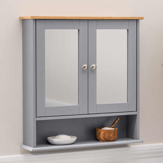 Christow - Grey Double Mirrored Cabinet - Grey