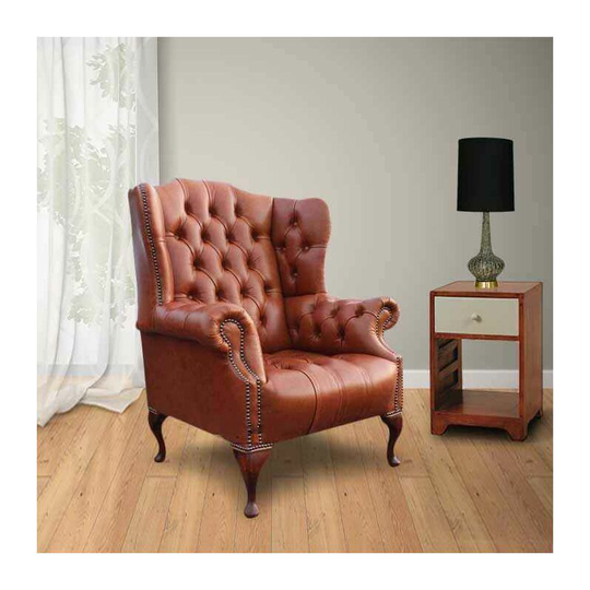 Chesterfield Oxford High Back Wing Chair uk Manufactured Old English Saddle
