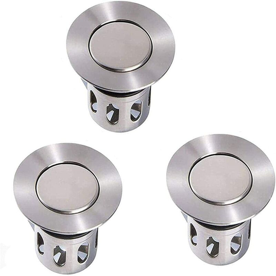 Drain plug,Explosion-proof thickened flap and carry basket water, universal wash basin rebound drip filter anti-clogging bathroom sink drainer,3pcs