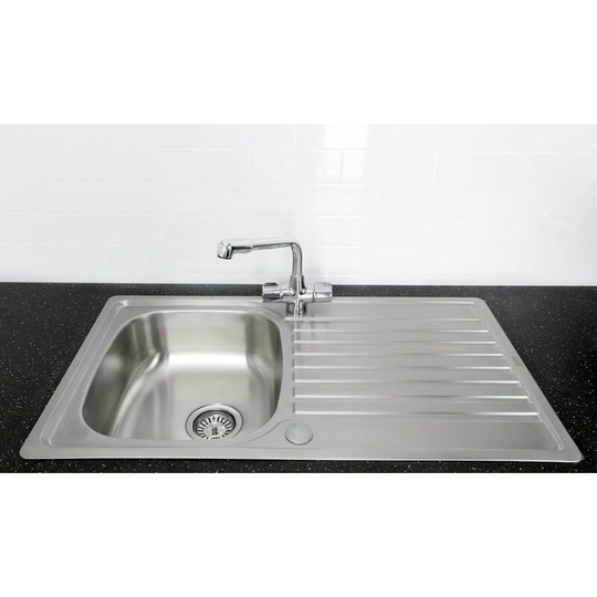 Inox Kitchen Sink Single 1.0 Bowl Reversible Manhattan Mixer Tap Chrome - Silver - Bristan