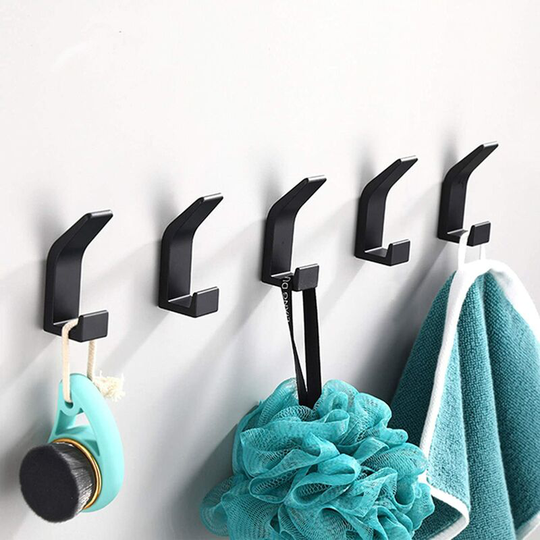 Soekavia - 5 Pieces Adhesive Hook, Double Bathroom Towel Hook, Towel Hanger, Anti-rust and Waterproof Towel Holder With Adhesive, Family Bathroom