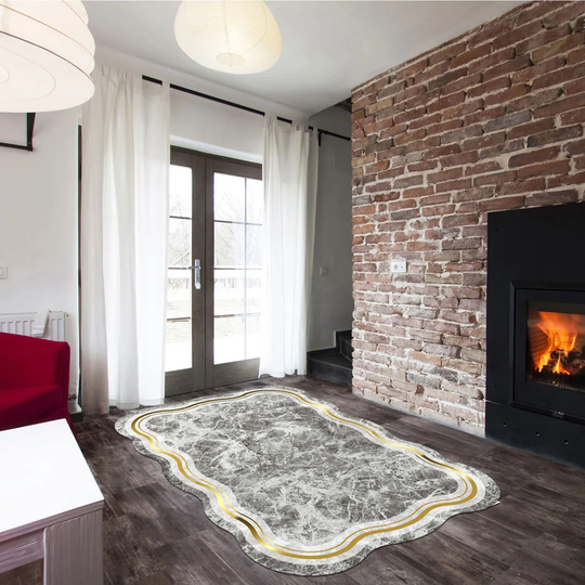 Howardville Machine Woven Grey/Gold Rug