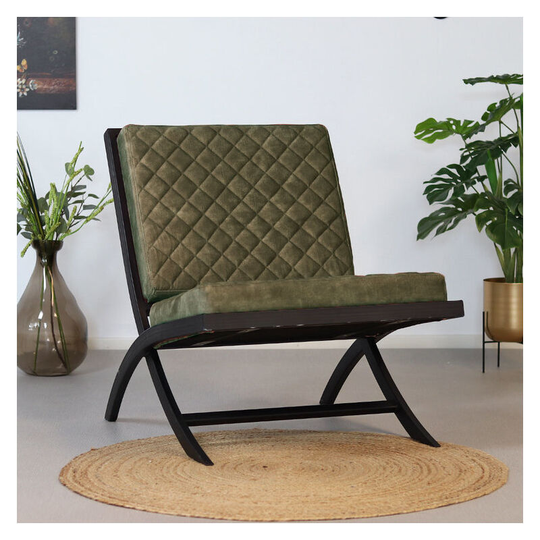 Velvet Armchair Madrid Green - Pink