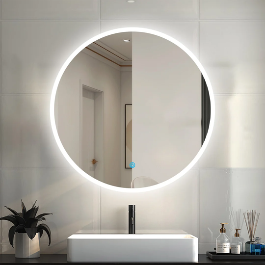 Manzi Round Lighted Wall Mounted Bathroom Mirror