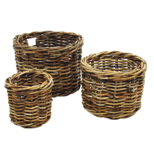 Alaska Wicker/Rattan 3 Piece Basket Set