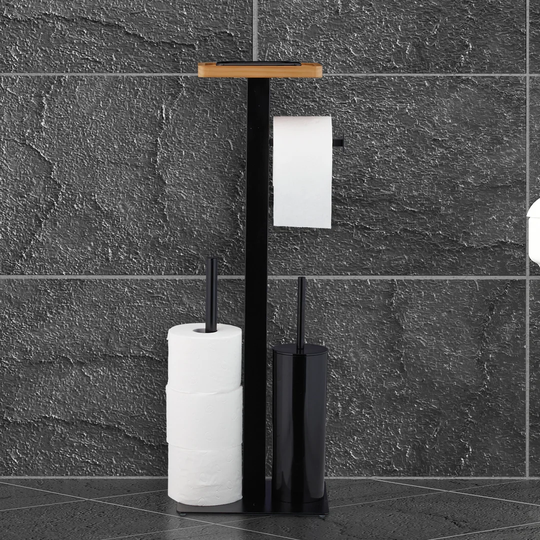 Penny Free-Standing Toilet Roll & Brush Holder