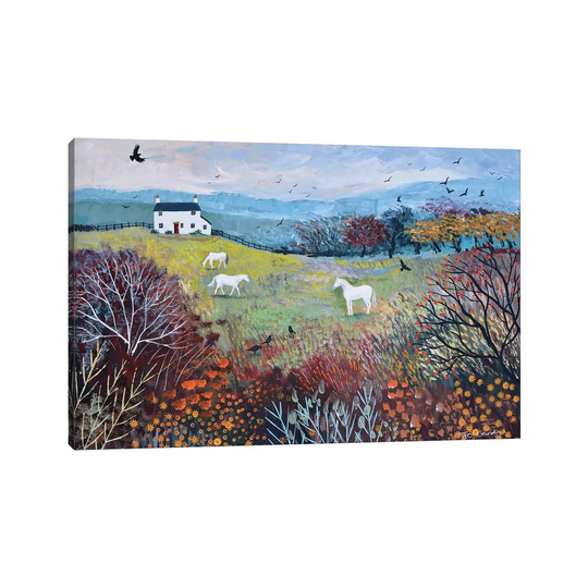 Autumn at White Horse Cottage by Jo Grundy - Wrapped Canvas Painting