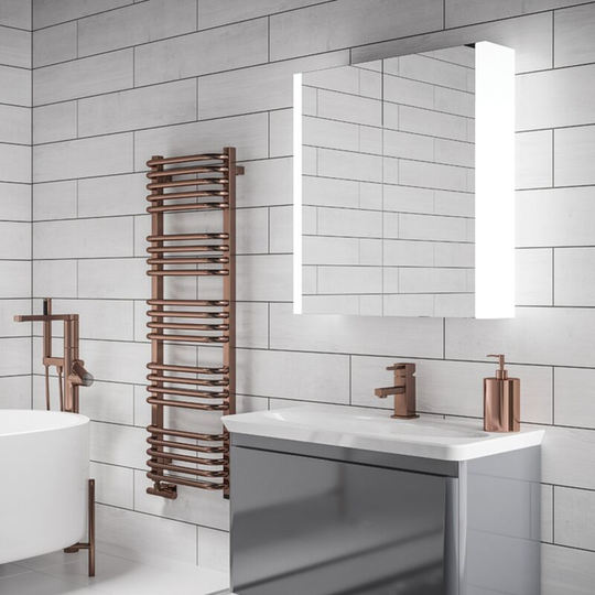 Paragon 60 Aluminium led Double Door Bathroom Cabinet 700mm h x 664mm w x 140mm d - HIB