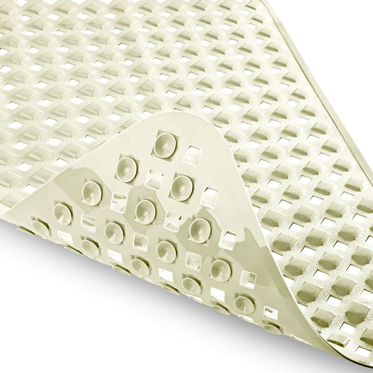 Kartokner - Non Slip Bathtub Mats with Drain Holes, Suction Cups, Machine Washable 27.5 x 15.5 In, Beige