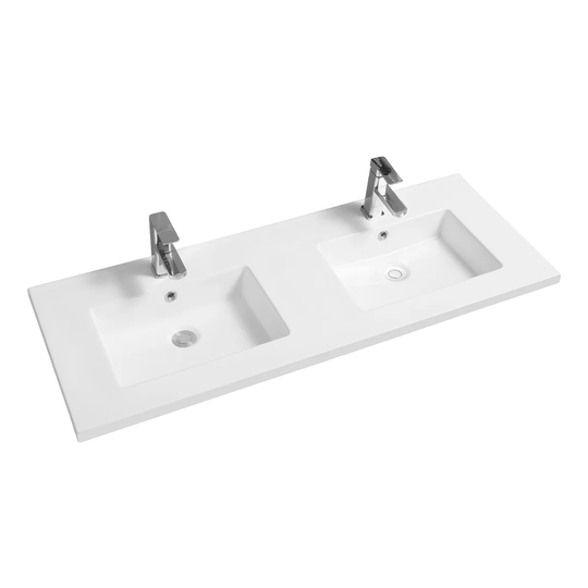 Mid-Edge Ceramic 121Cm Double Inset Basin With Rectangular Bowl