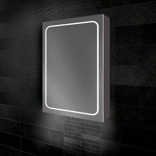 Vapor 50 Aluminium led Single Door Bathroom Cabinet 700mm h x 500mm w x 124mm d - HIB