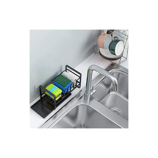 Kitchen Sink Storage Rack with Drainer Sink Rag Rack Free Punch Sponge Cleaning Ball Drain Rack Kitchen Rack Countertop Dishcloth Storage Artifac