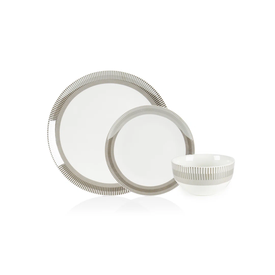 Silver Stripe 12Pc Dinner Set