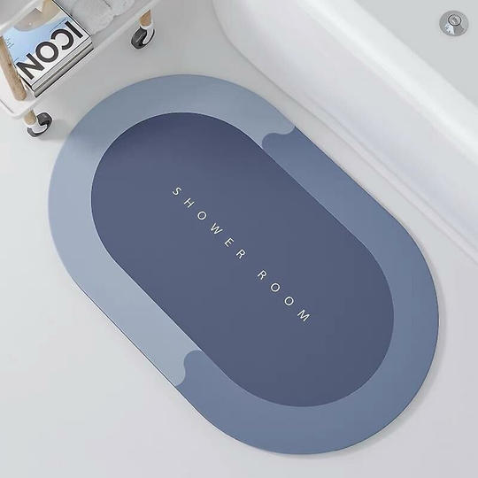 Bath Mat Super Absorbent Floor Mat Quick-Drying Bathroom Mat Non-Slip Entrance Doormat Blue