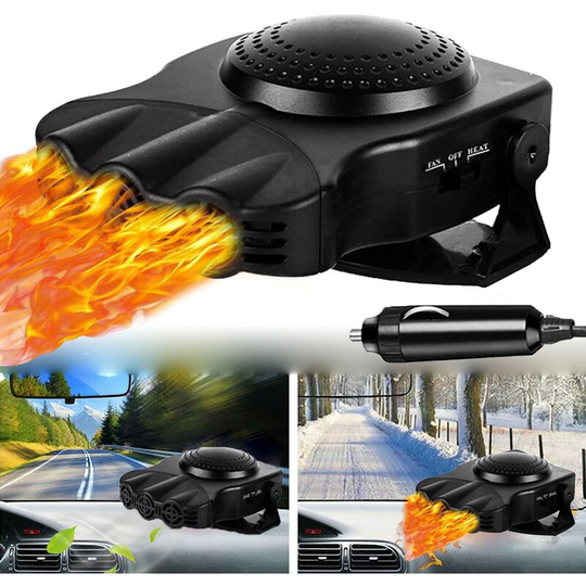 Portable Electronic Auto Fan Heater 12V 150W 2 in 1 Heating/Cooling Function Fast Heating Car Defrost Defogger (Black)