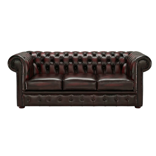 Antanina 155Cm Genuine Leather Scroll Arms Chesterfield Sofa