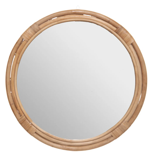 Esmeraude Rattan Framed Wall Mounted Bathroom Mirror in Beige