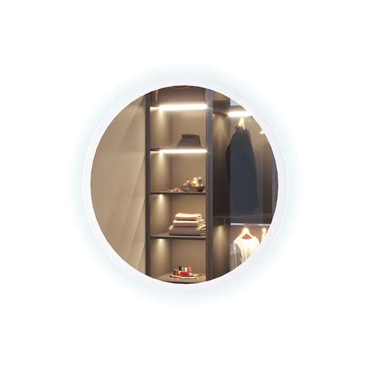 Garpian Goolar Round Lighted Plastic Framed Wall Mounted Bathroom Mirror in Matt