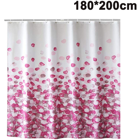 Shower Curtain Waterproof Anti-mold Shower Curtain Made of Polyester Fabric. Washable Bathtub Curtain with 12 Shower Curtain Rings Pink 180x200cm