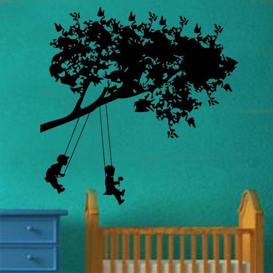 Kids On Swings Decal Wall Sticker